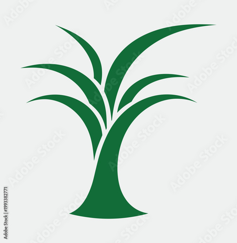 Fresh green vector illustration of a sprouting bamboo plant with lush leaves and natural foliage branches symbolizing spring growth and flora life