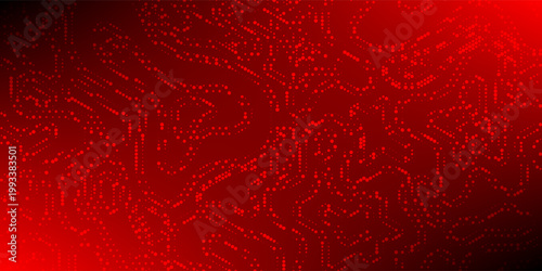 Red Topographic Halftone Pattern Background with Gradient Dotted Map Lines