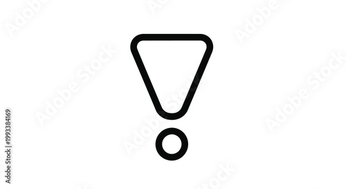 A simple black outline depicts an exclamation point with a circular dot isolated on a white background