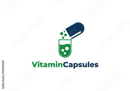 vitamin capsule symbol icon logo vector