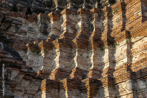 Obraz na plátne Ancient brick architecture detail from historic Wat Ayutthaya Thailand temple ru