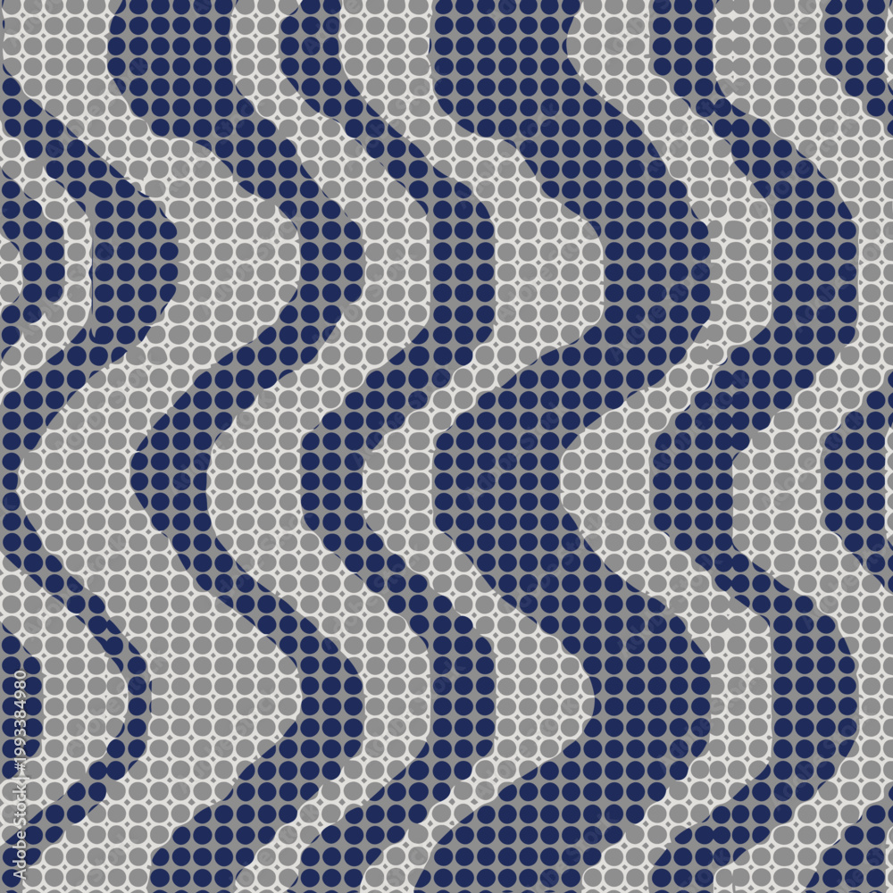Fototapeta premium A seamless pattern of blue and white hexagons on a gray background