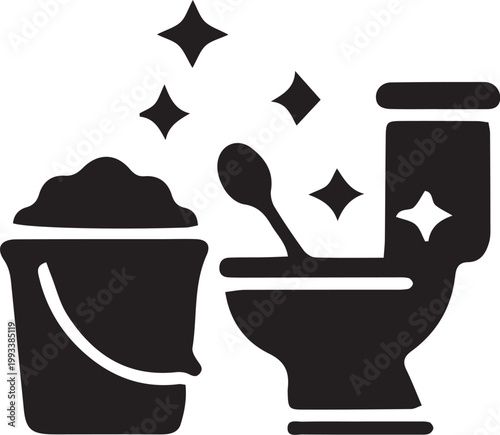 Professional Bathroom Cleaning Icon and Janitorial Services Symbol