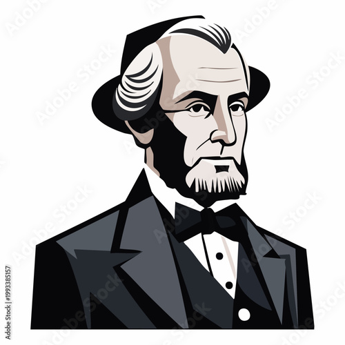 Distinguished gentleman in a hat and suit, vector illustration.