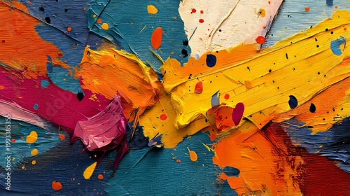 Abstract Warm Colorful Painting with Bold and Expressive Strokes and Vibrant Details