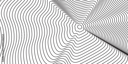 Latar Belakang Pola Lingkaran Konsentris Hitam dan Putih dengan Efek Ilusi Optik Hipnotik