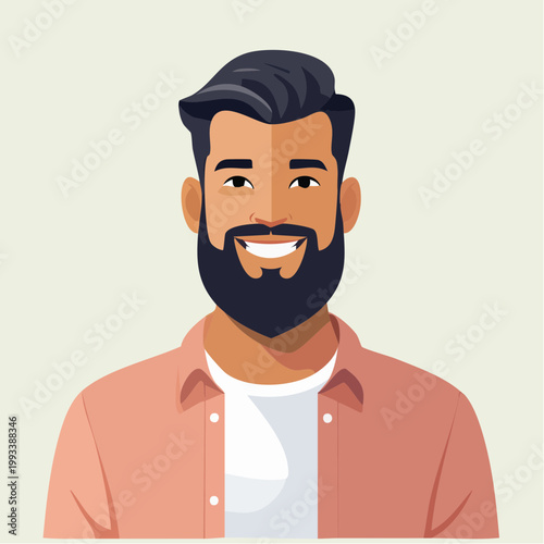 Illustration of a smiling man with a beard