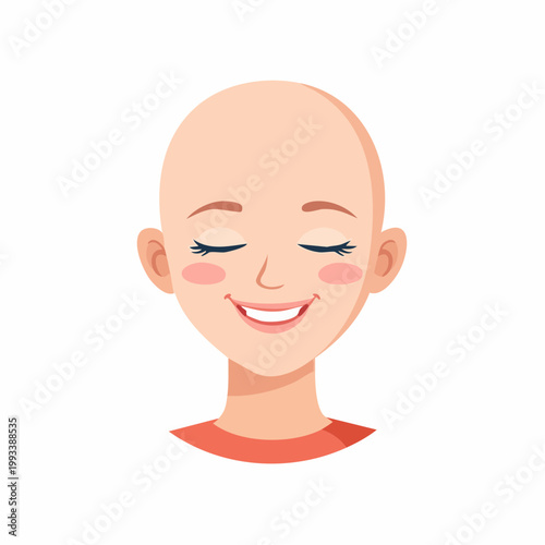 Bald Woman Smiling with Eyes Closed