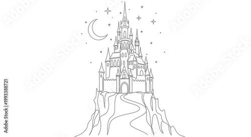 Fantasy Castle on a Cliffside Mountain.