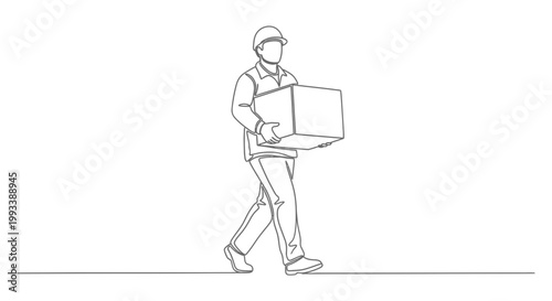 Man carrying a large cardboard box.