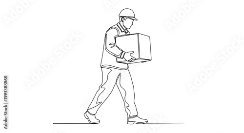 Man in uniform carrying a box.