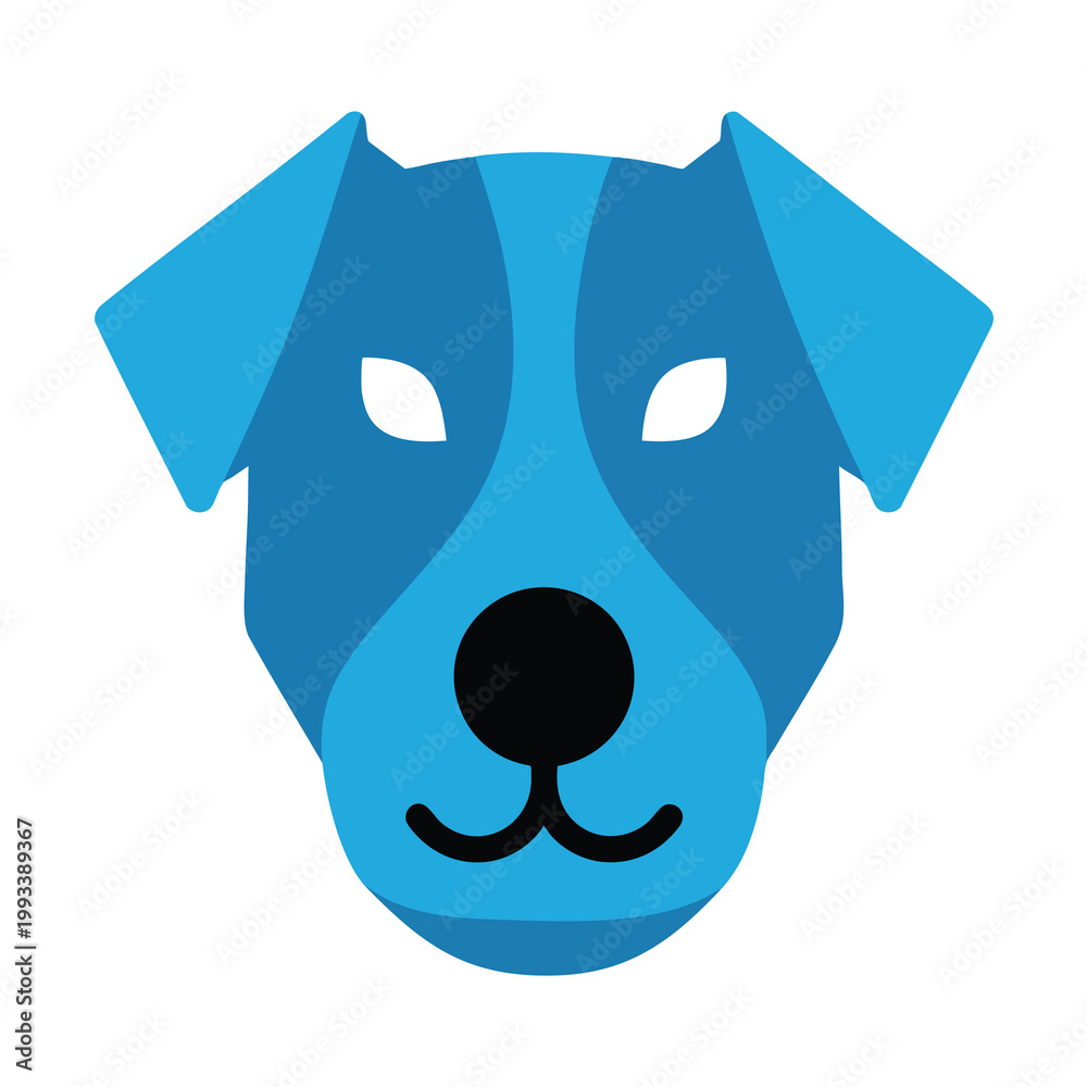 Fototapeta premium Minimalist Blue Dog Face Icon Graphic Design.
