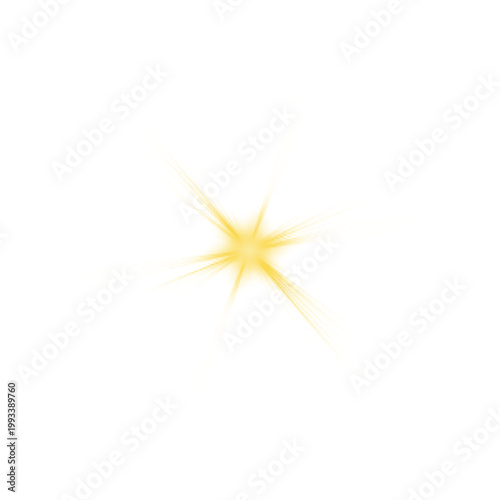A single, sharp golden starburst effect isolated on a white background, useful for highlighting points of interest in design.