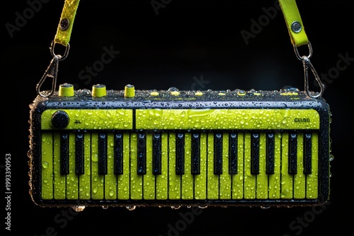 Acid Lime Mini Synth Keyboard Cinematic Shot