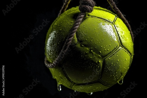 Acid Lime Soccer Ball Cinematic Sports Shot