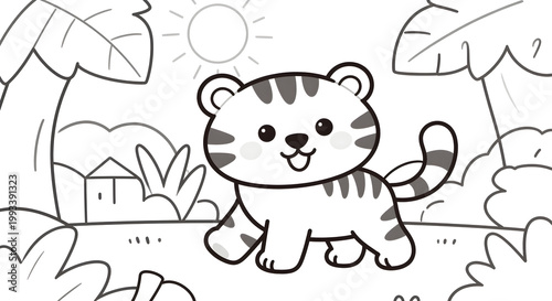 A cartoon cat standing in the jungle