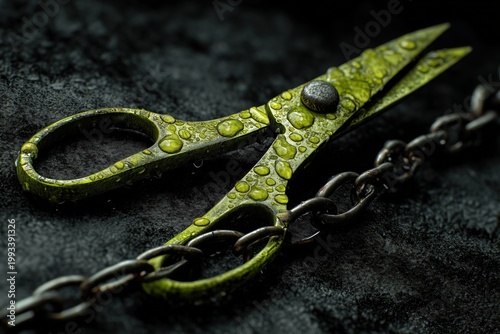 Acid Lime Vintage Scissors Cinematic Shot