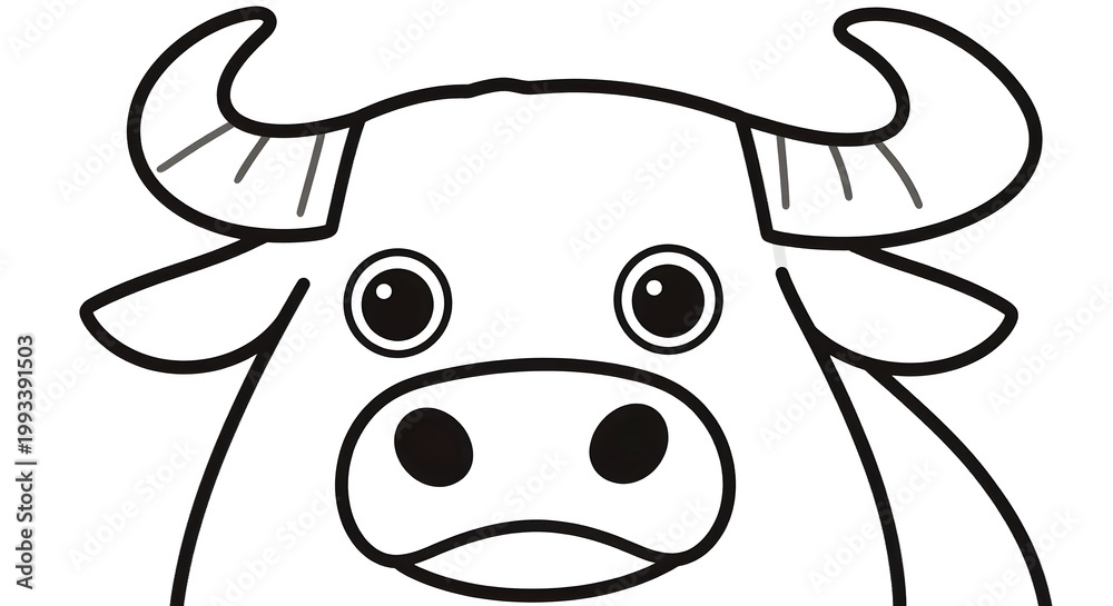 Fototapeta premium A black and white cow face with a big nose