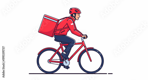 A cartoon illustration of a woman cyclist wearing a helmet while riding a mountain bike for sports and fitness activity