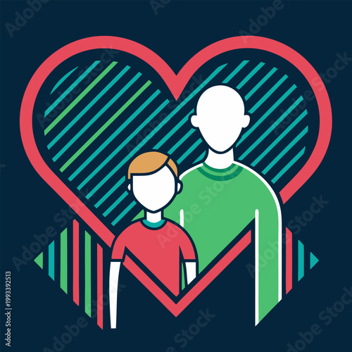 Abstract line art father and son forming heart shape, creative modern vector background background , vector EPS vector icon
