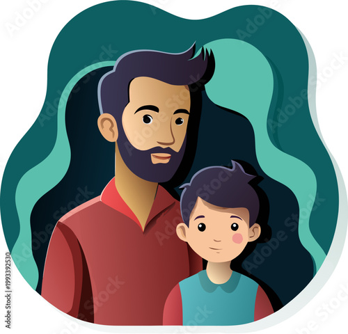 Paper cut style father and son layered design, soft shadows, premium vector illustration vector EPS vector icon