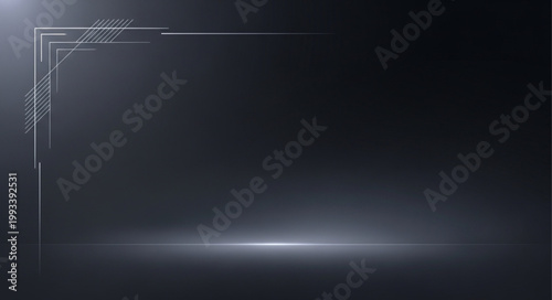 Elegant abstract glowing geometric frame with light flares.