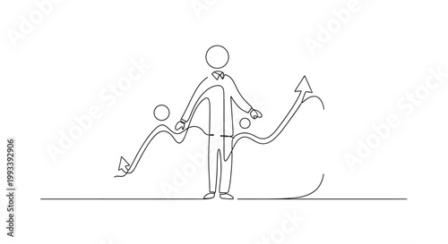 Business Growth Concept: Person with Upward Trending Graph and Data Points