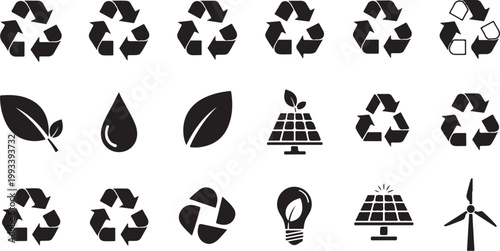 Eco Friendly Recycling Symbols and Icons Set
