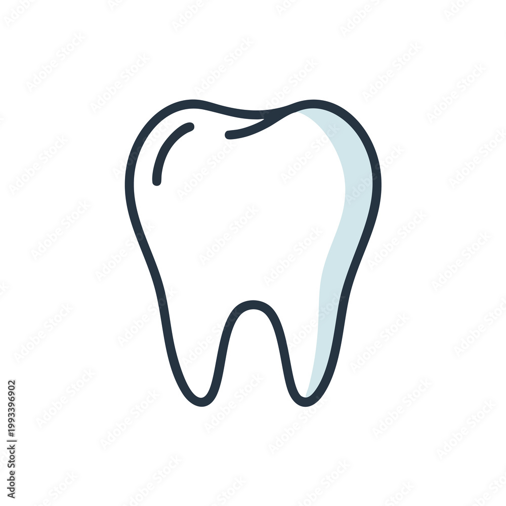 Obraz premium Simple Outline Drawing of a Human Tooth.