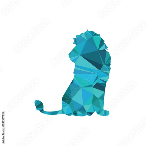 Polygonal art style animal lion character vector