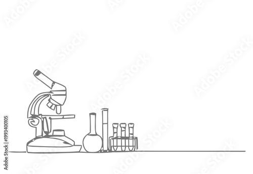 Simple Line Drawing of Microscope and Laboratory Equipment