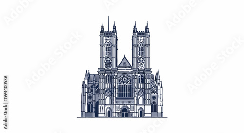 Ornate gothic cathedral with twin towers, arched windows, and intricate facade details