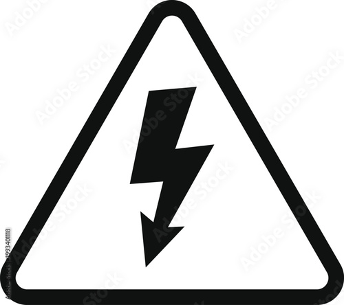 High Voltage Warning Icon Set. Electrical substation and warning design. Power hazard and lightning bolt. Electrical shock and danger symbols
