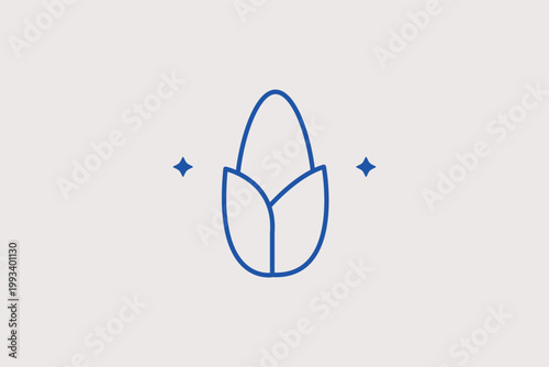 Ripe ear of corn with husks representing cereal crops and autumn harvests. Golden Vector Illustration for agricultural product packaging and healthy vegetable market icons.