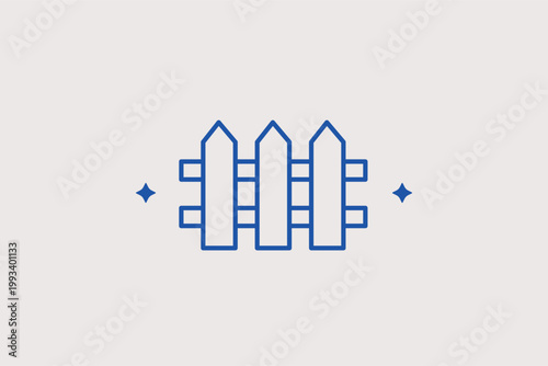 Wooden picket fence section used for boundary marking and garden decoration. Classic Vector Illustration for suburban property landscaping and safe garden enclosures.