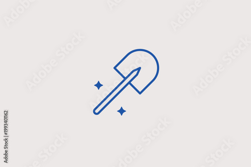 Hand shovel or spade used for digging soil and planting seedlings. Fundamental Vector Illustration for soil preparation manuals and backyard gardening projects.