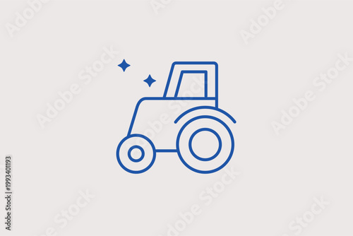 Modern farm tractor used for plowing fields and heavy agricultural machinery tasks. Industrial Vector Illustration for farming equipment catalogs and agribusiness technology apps.