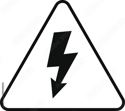 High Voltage Warning Icon Set. Electrical substation and warning design. Power hazard and lightning bolt. Electrical shock and danger symbols
