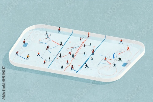 People Play Hockey on an Ice Rink During a Winter Event in a Community Center