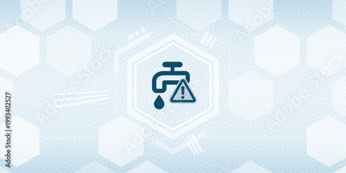 Water Leak Warning Concept Icon in Digital Hexagonal Background. Symbol representing a plumbing problem, water resource management, or environmental issue in a modern style.