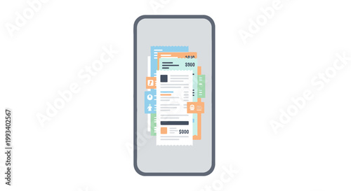 Smartphone with financial app displaying income and expenses