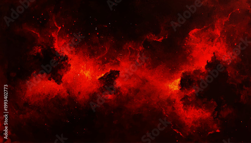 Dark dramatic deep red space nebula watercolor galaxy cosmos glowing abstract texture background vector illustration.