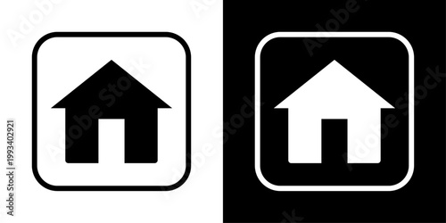 App home icon in solid fill style showing house in rounded square, representing homepage access, main screen navigation and mobile app interface design.