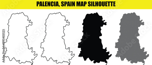 Palencia spain map silhouette outline filled and dotted vector illustration.