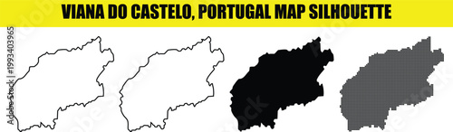 Viana do castelo portugal map silhouette shape outline illustration vector graphic design.