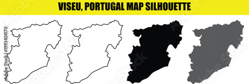 Viseu portugal map silhouette shape outline illustration vector graphic design element.