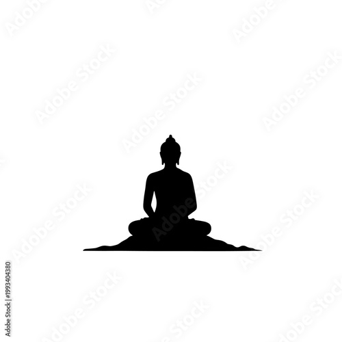 Buddha silhouette meditating on white background for Vesak Day  