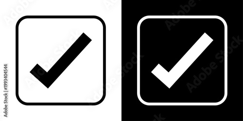 App task icon in solid fill style showing check mark in rounded square, representing task completion, to do list, productivity tracking and mobile app interface.