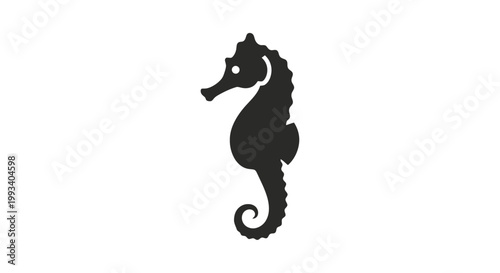 Black Silhouette of a Seahorse.