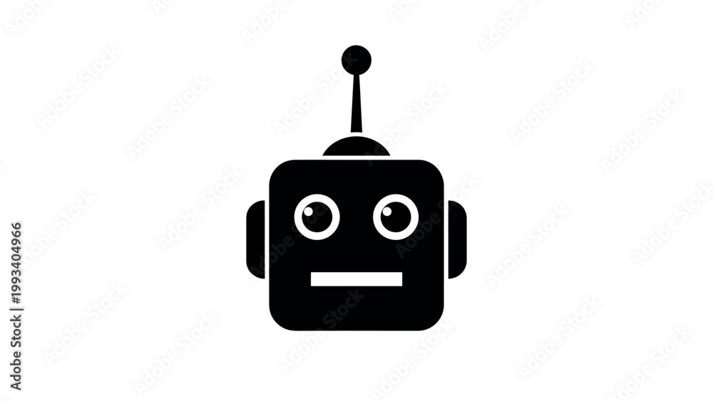Fototapeta premium Cute Robot Face Icon Simple AI Bot Vector